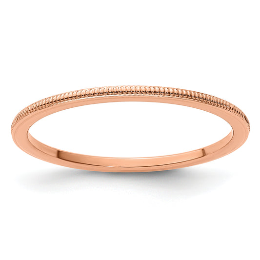10K Rose Gold 10K 1.2mm Milgrain Stackable Band Size 7.5
