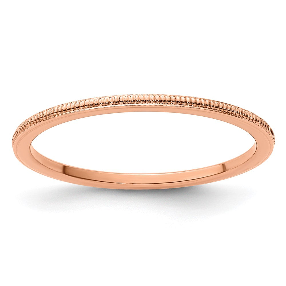 10K Rose Gold 10K 1.2mm Milgrain Stackable Band Size 9.5