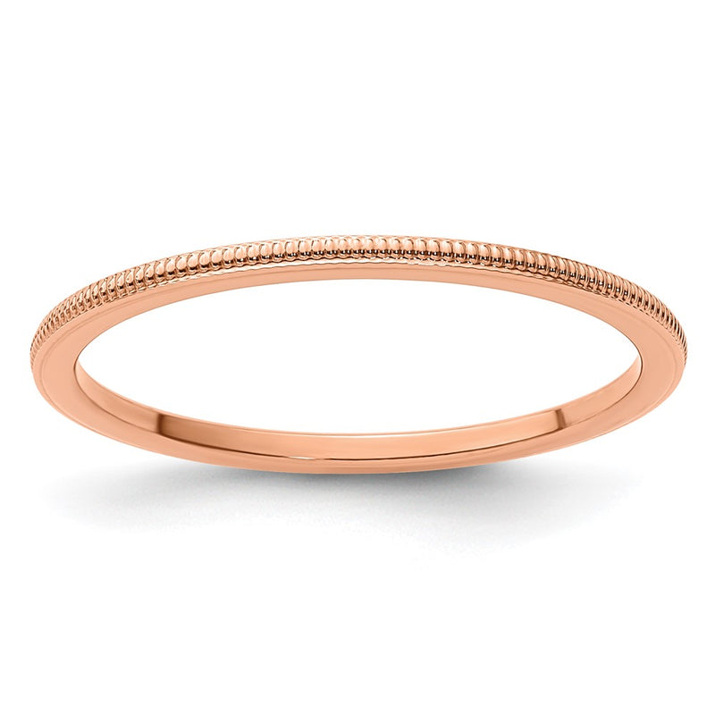 10K Rose Gold 10K 1.2mm Milgrain Stackable Band Size 8