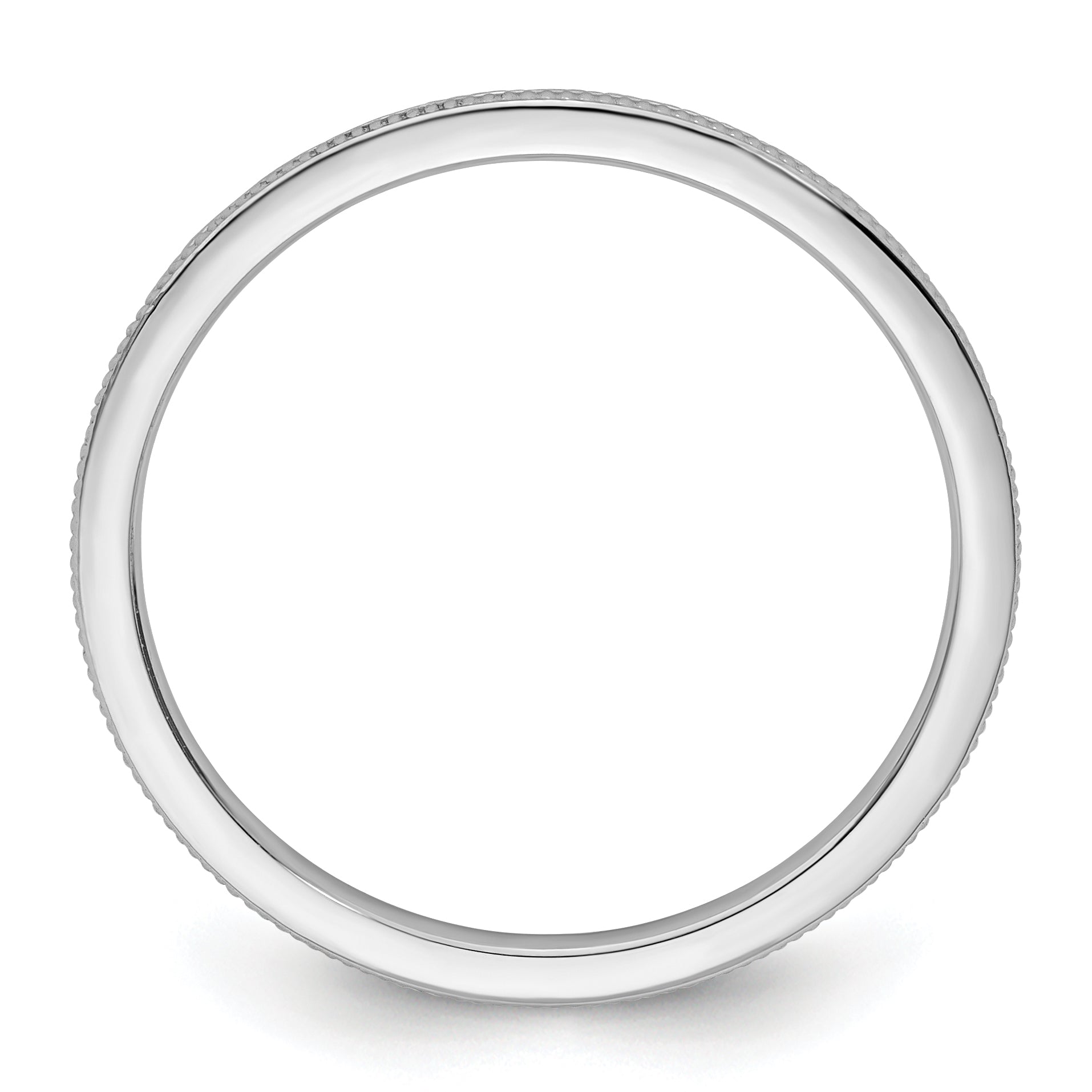 10K White Gold 10K 1.2mm Milgrain Stackable Band Size 6.5