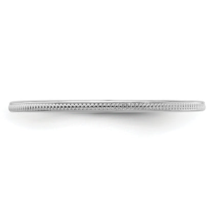 10K White Gold 10K 1.2mm Milgrain Stackable Band Size 6.5