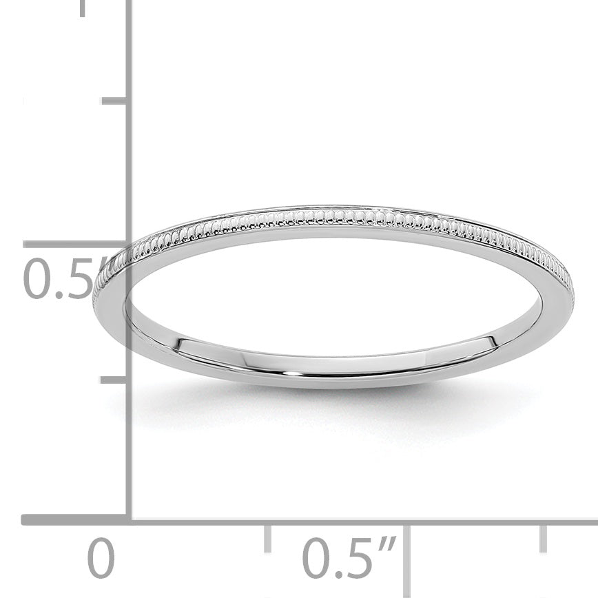 10K White Gold 10K 1.2mm Milgrain Stackable Band Size 6.5