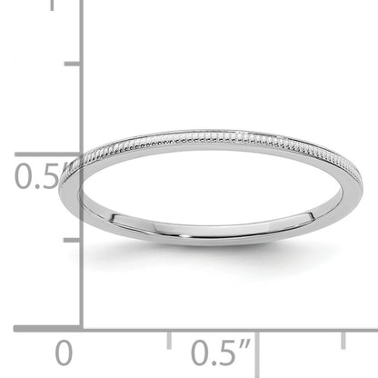 10K White Gold 10K 1.2mm Milgrain Stackable Band Size 6.5