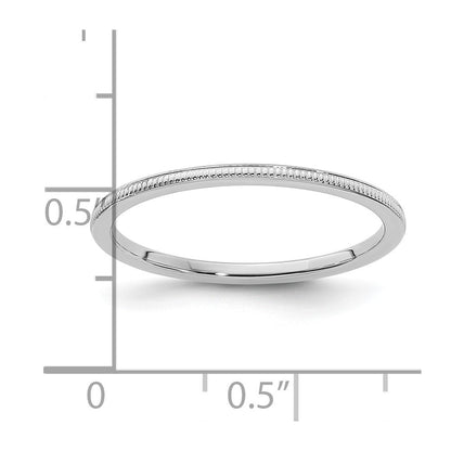 10K White Gold 10K 1.2mm Milgrain Stackable Band Size 9