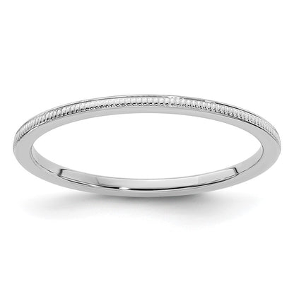 10K White Gold 10K 1.2mm Milgrain Stackable Band Size 9.5