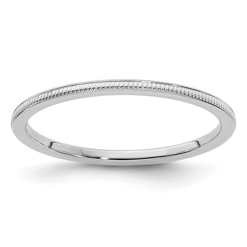 10K White Gold 10K 1.2mm Milgrain Stackable Band Size 7