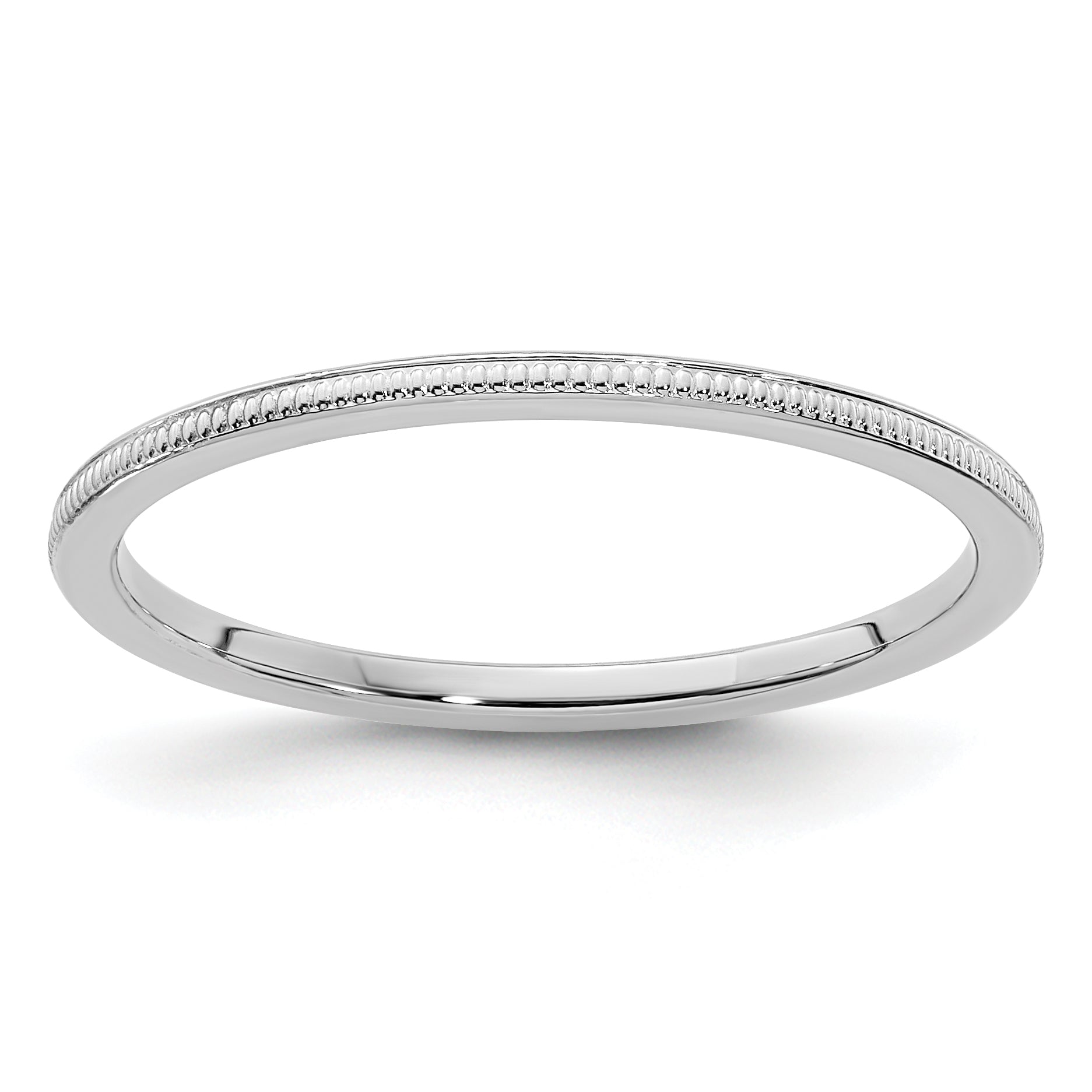 10K White Gold 10K 1.2mm Milgrain Stackable Band Size 6.5
