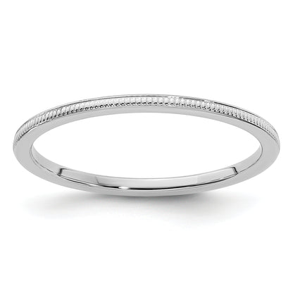 10K White Gold 10K 1.2mm Milgrain Stackable Band Size 6.5