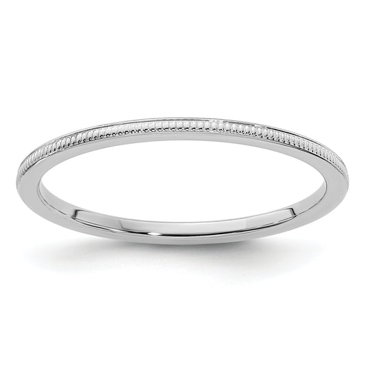10K White Gold 10K 1.2mm Milgrain Stackable Band Size 6.5