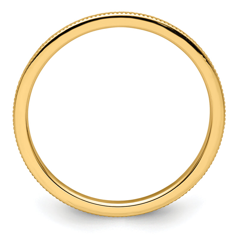 10K Yellow Gold 10K 1.2mm Milgrain Stackable Band Size 9.5
