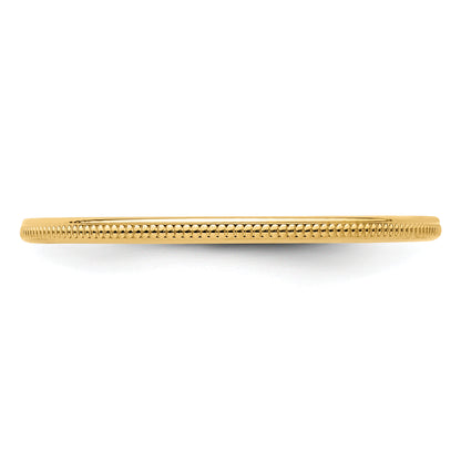 10K Yellow Gold 10K 1.2mm Milgrain Stackable Band Size 5