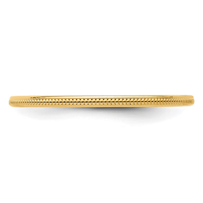 10K Yellow Gold 10K 1.2mm Milgrain Stackable Band Size 5