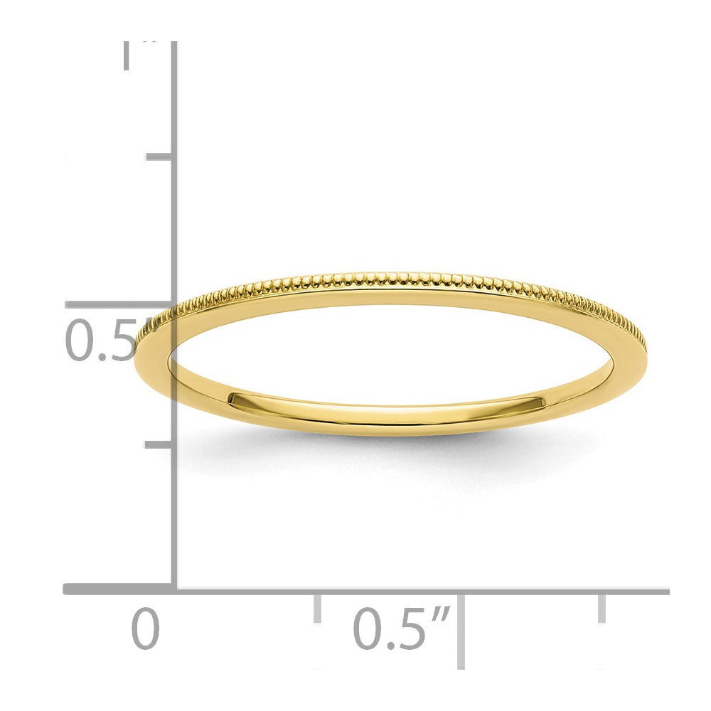 10K Yellow Gold 10K 1.2mm Milgrain Stackable Band Size 4