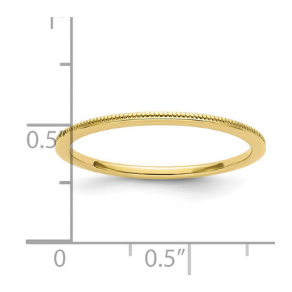 10K Yellow Gold 10K 1.2mm Milgrain Stackable Band Size 5