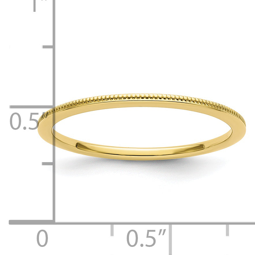 10K Yellow Gold 10K 1.2mm Milgrain Stackable Band Size 5