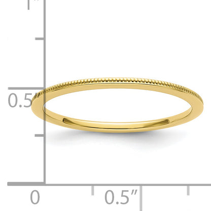 10K Yellow Gold 10K 1.2mm Milgrain Stackable Band Size 5