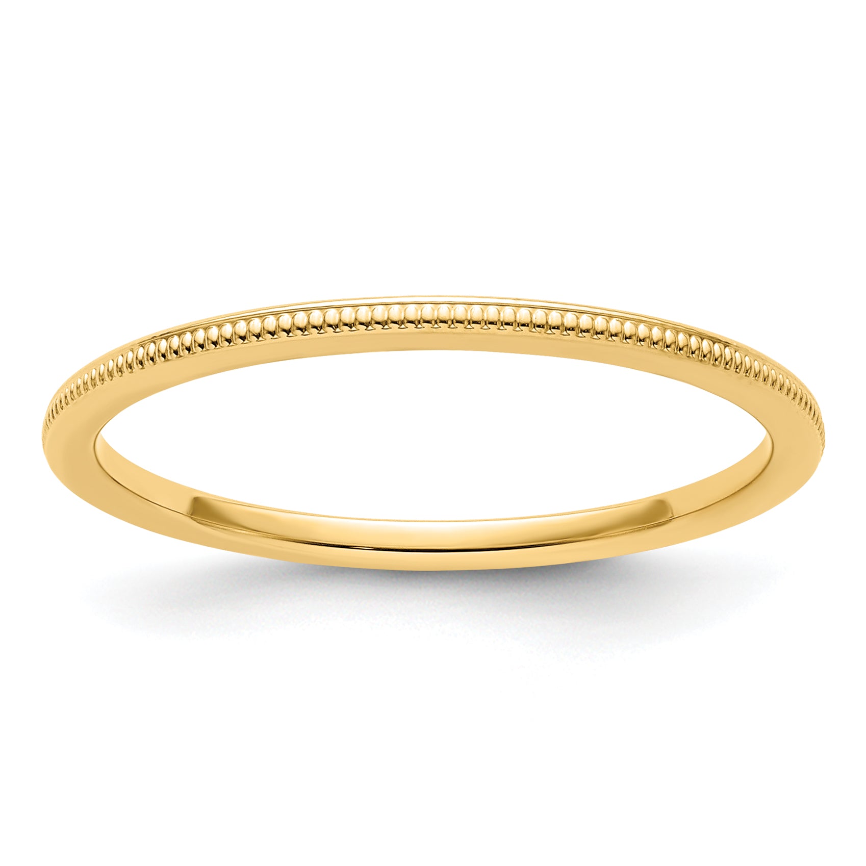 10K Yellow Gold 10K 1.2mm Milgrain Stackable Band Size 5