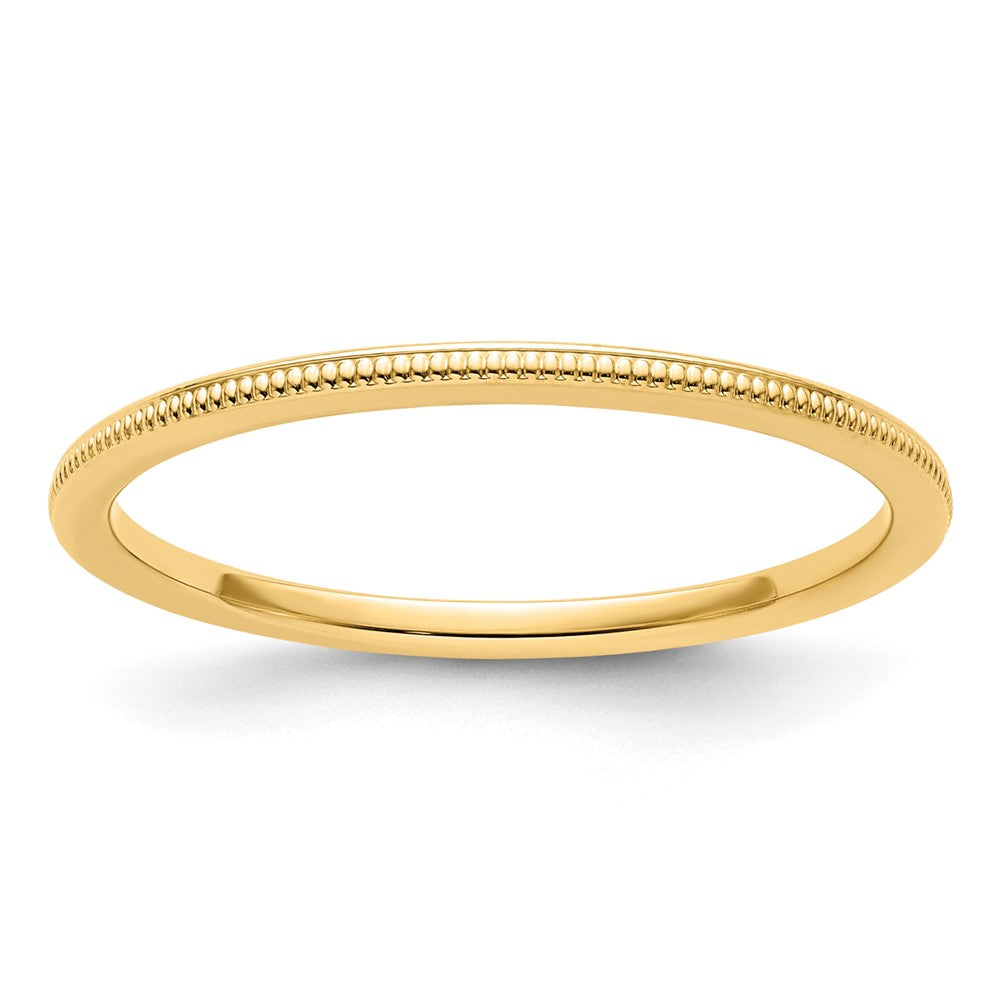 10K Yellow Gold 10K 1.2mm Milgrain Stackable Band Size 4