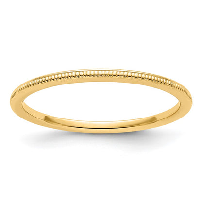 10K Yellow Gold 10K 1.2mm Milgrain Stackable Band Size 4