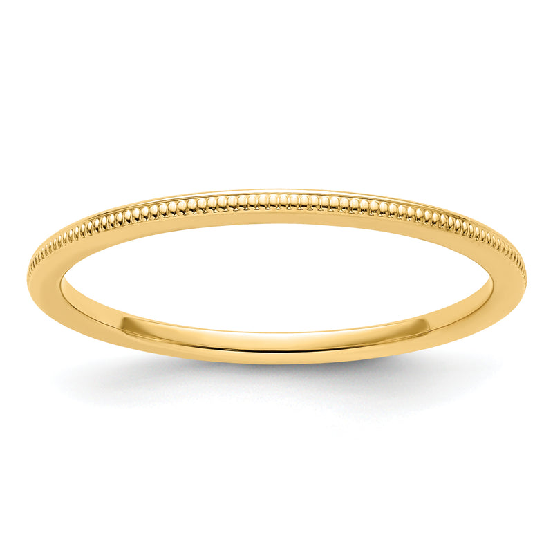 10K Yellow Gold 10K 1.2mm Milgrain Stackable Band Size 9.5