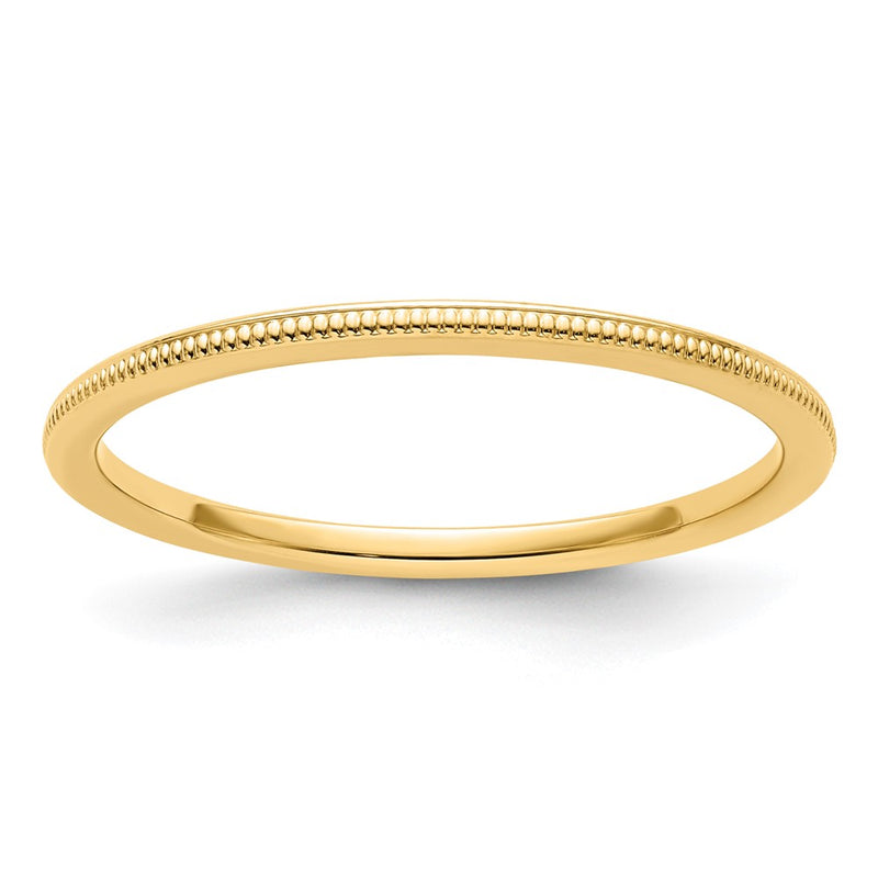 10K Yellow Gold 10K 1.2mm Milgrain Stackable Band Size 4.5