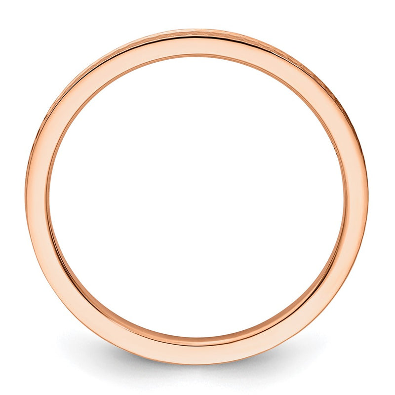 10K Rose Gold 10K 1.2mm Criss-Cross Pattern Stackable Band Size 6.5