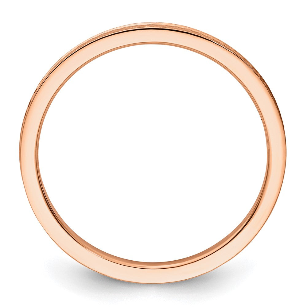 10K Rose Gold 10K 1.2mm Criss-Cross Pattern Stackable Band Size 5.5