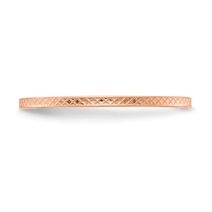 10K Rose Gold 10K 1.2mm Criss-Cross Pattern Stackable Band Size 5