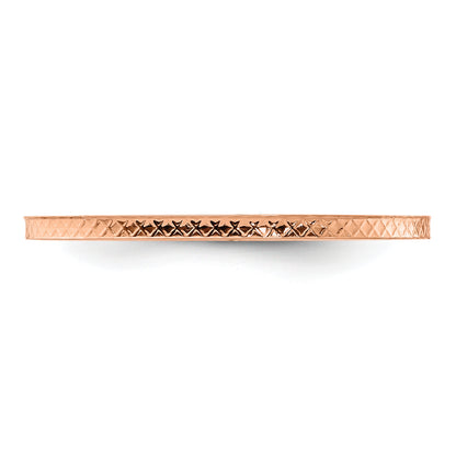 10K Rose Gold 10K 1.2mm Criss-Cross Pattern Stackable Band Size 8