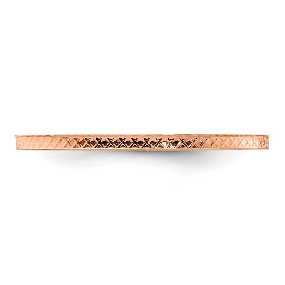 10K Rose Gold 10K 1.2mm Criss-Cross Pattern Stackable Band Size 5.5