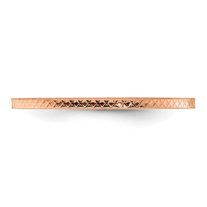 10K Rose Gold 10K 1.2mm Criss-Cross Pattern Stackable Band Size 5.5