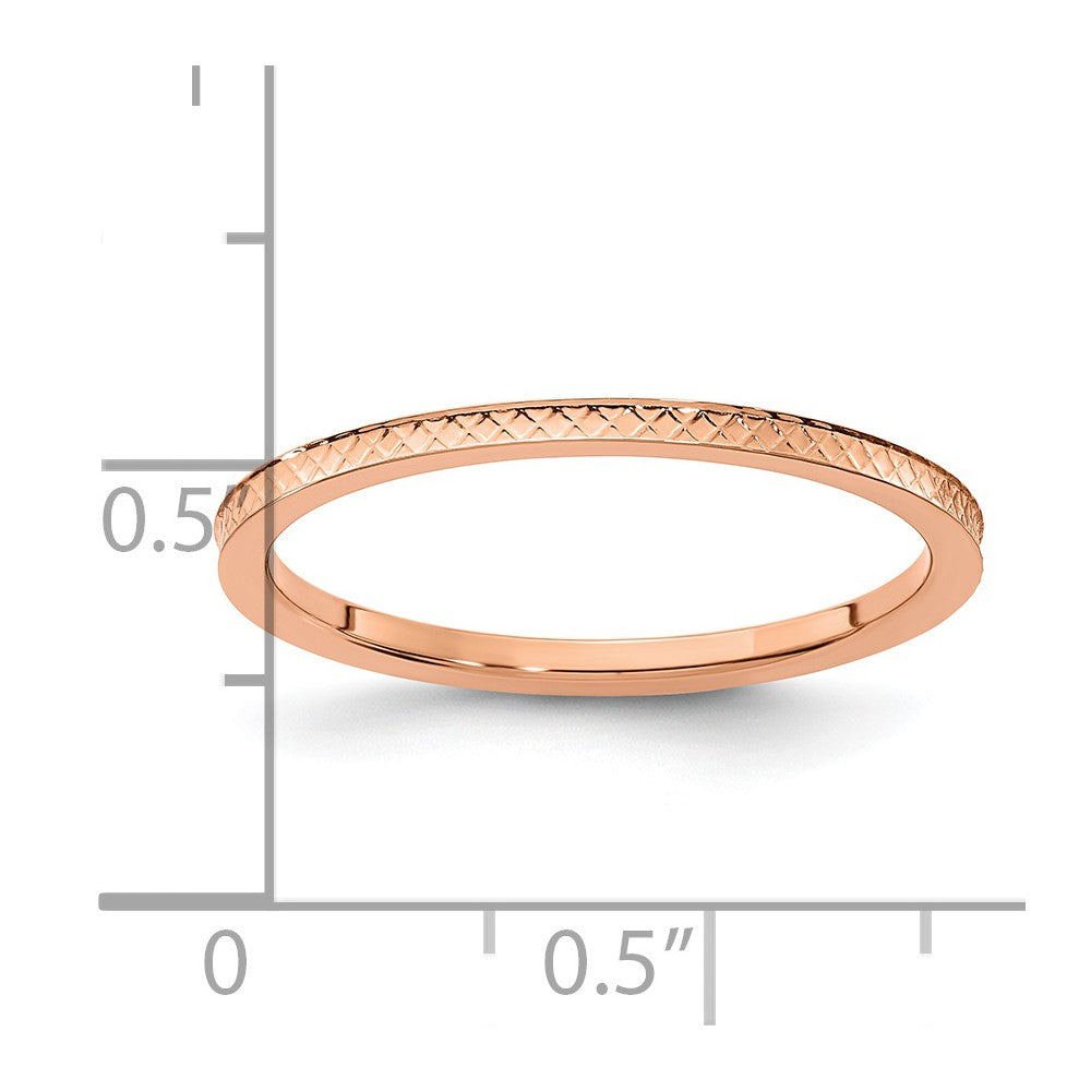10K Rose Gold 10K 1.2mm Criss-Cross Pattern Stackable Band Size 5.5