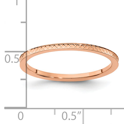 10K Rose Gold 10K 1.2mm Criss-Cross Pattern Stackable Band Size 5