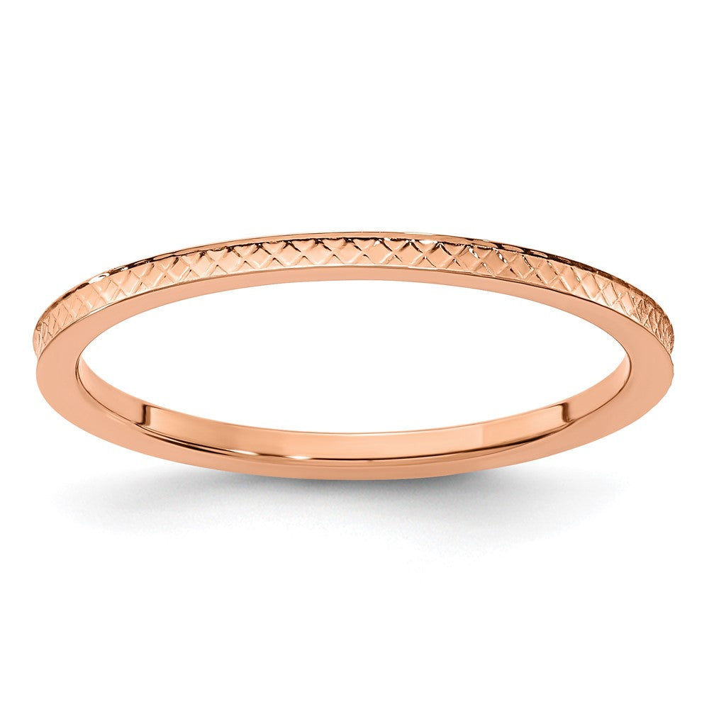 10K Rose Gold 10K 1.2mm Criss-Cross Pattern Stackable Band Size 5.5