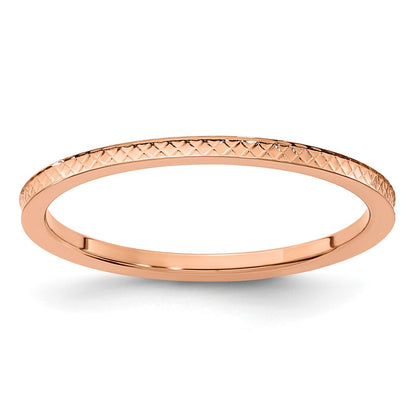 10K Rose Gold 10K 1.2mm Criss-Cross Pattern Stackable Band Size 5.5