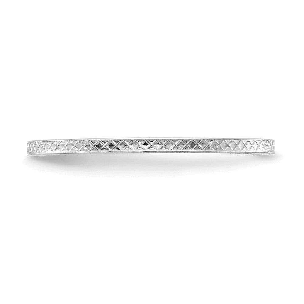 10K White Gold 10K 1.2mm Criss-Cross Pattern Stackable Band Size 9.5