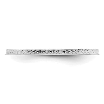10K White Gold 10K 1.2mm Criss-Cross Pattern Stackable Band Size 7