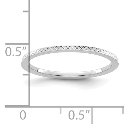 10K White Gold 10K 1.2mm Criss-Cross Pattern Stackable Band Size 10