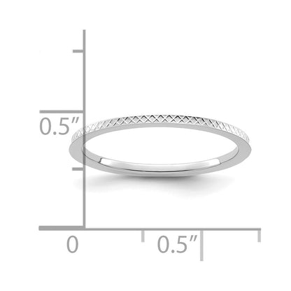 10K White Gold 10K 1.2mm Criss-Cross Pattern Stackable Band Size 10