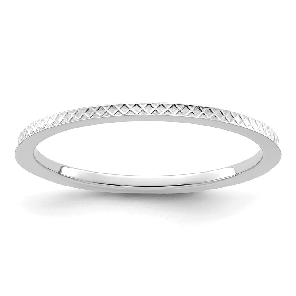 10K White Gold 10K 1.2mm Criss-Cross Pattern Stackable Band Size 10