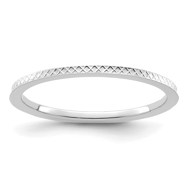 10K White Gold 10K 1.2mm Criss-Cross Pattern Stackable Band Size 4.5