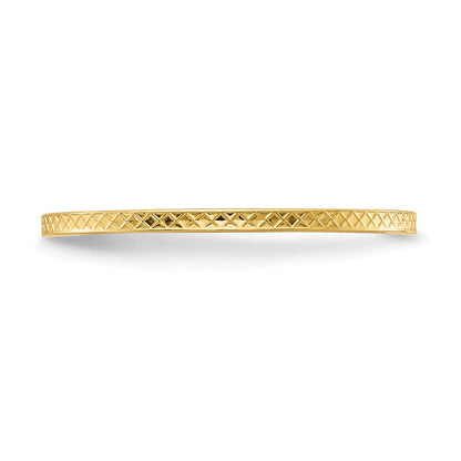 10K Yellow Gold 10K 1.2mm Criss-Cross Pattern Stackable Band Size 6.5