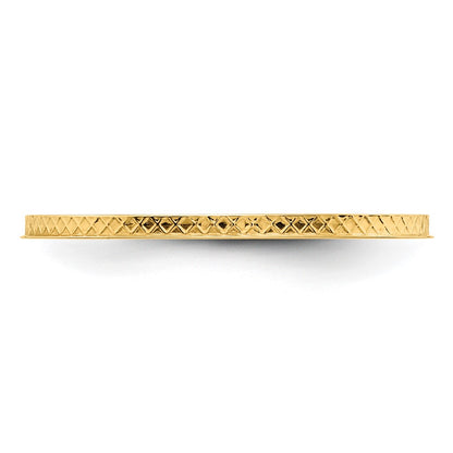 10K Yellow Gold 10K 1.2mm Criss-Cross Pattern Stackable Band Size 7