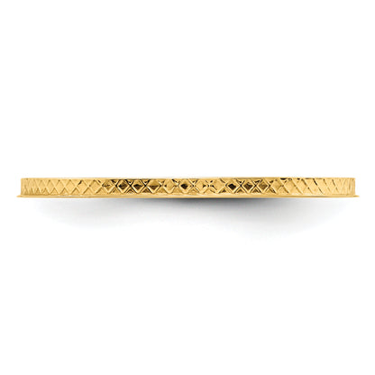 10K Yellow Gold 10K 1.2mm Criss-Cross Pattern Stackable Band Size 8.5