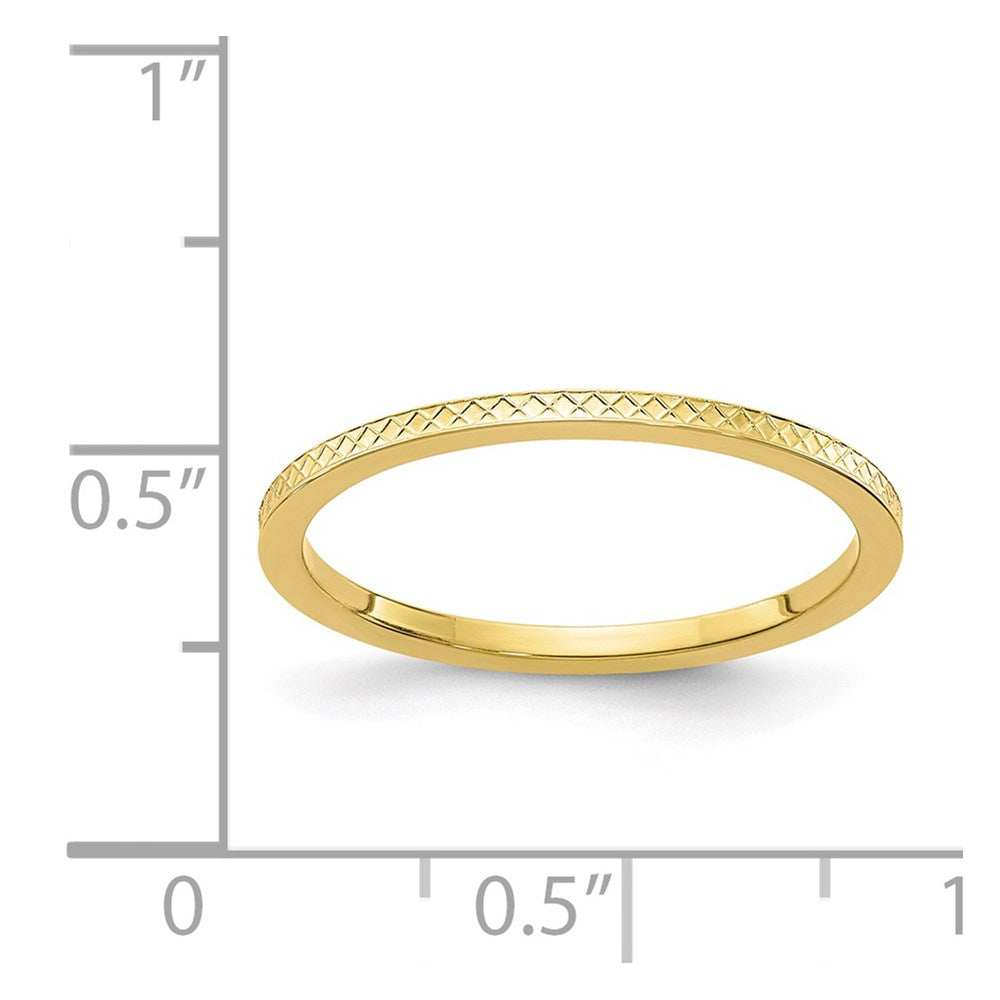 10K Yellow Gold 10K 1.2mm Criss-Cross Pattern Stackable Band Size 7