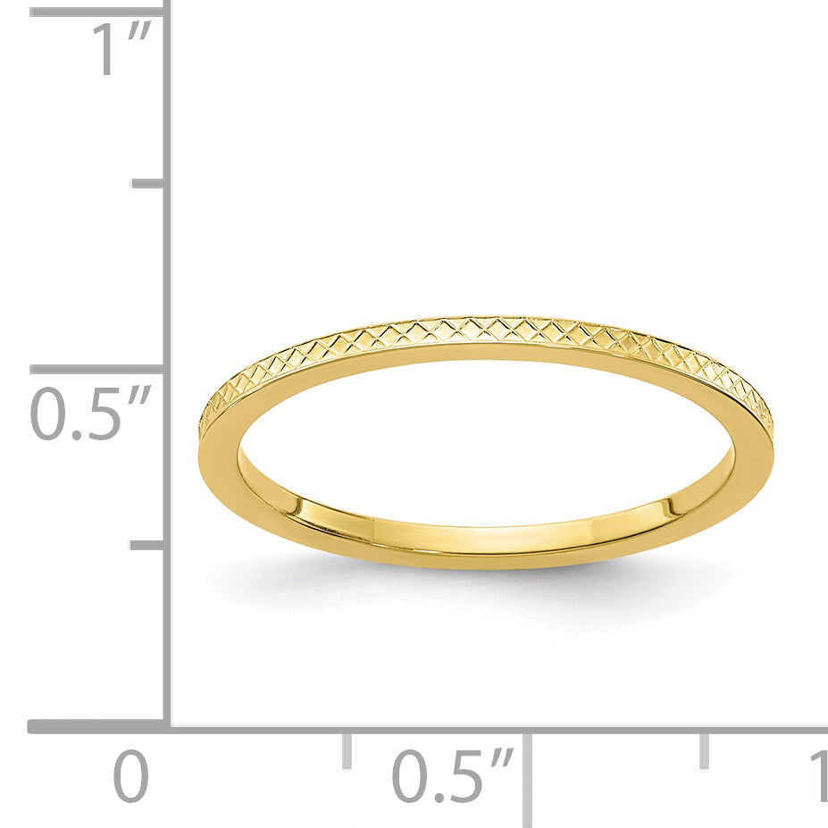 10K Yellow Gold 10K 1.2mm Criss-Cross Pattern Stackable Band Size 8.5