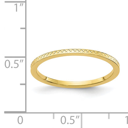 10K Yellow Gold 10K 1.2mm Criss-Cross Pattern Stackable Band Size 8.5