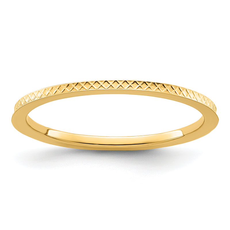10K Yellow Gold 10K 1.2mm Criss-Cross Pattern Stackable Band Size 9