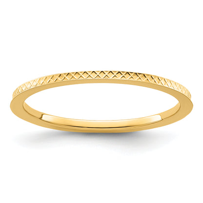 10K Yellow Gold 10K 1.2mm Criss-Cross Pattern Stackable Band Size 8.5