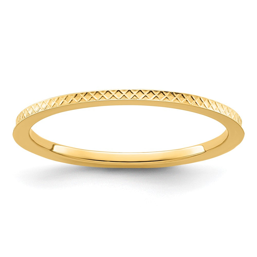 10K Yellow Gold 10K 1.2mm Criss-Cross Pattern Stackable Band Size 6.5